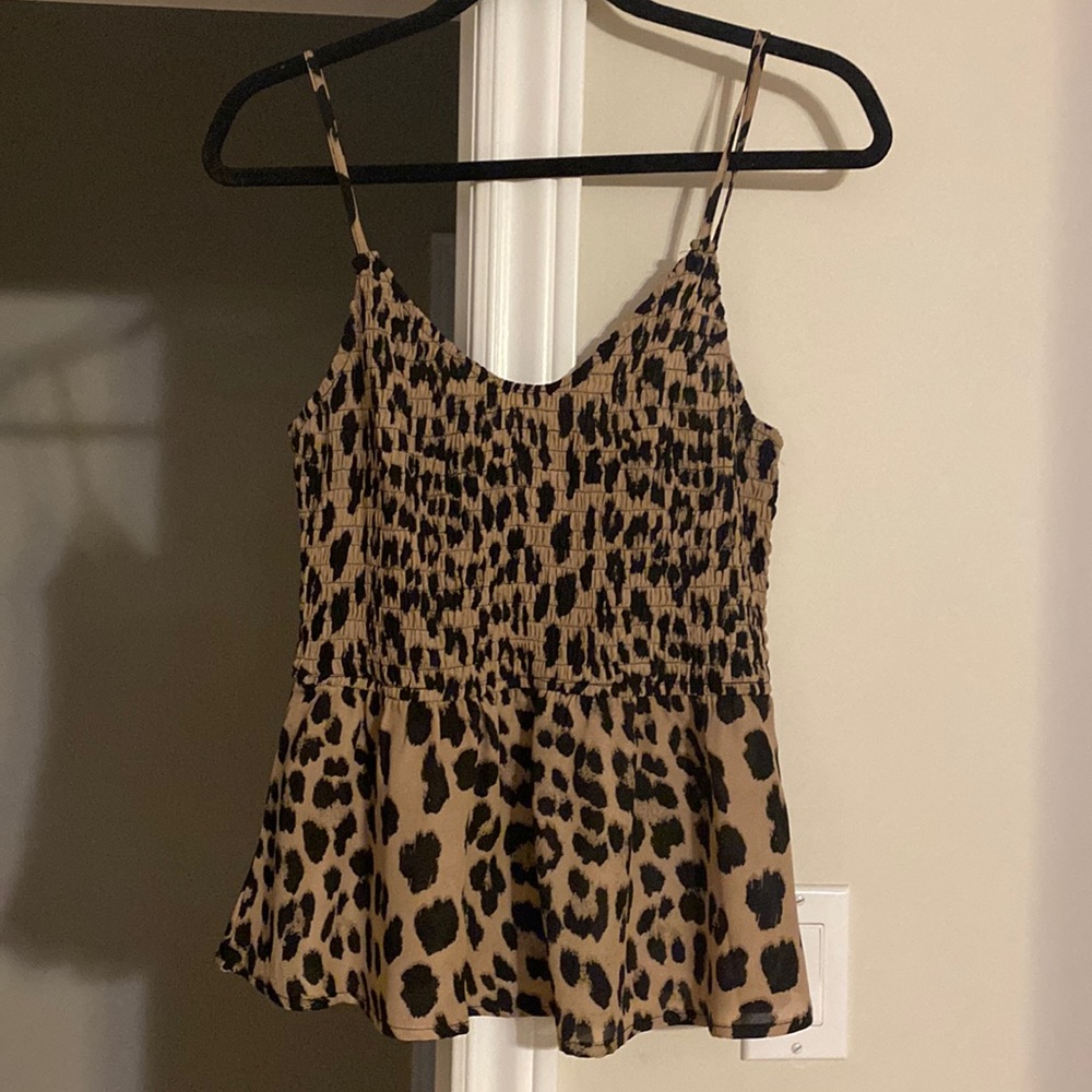 Bibi Leopard Print Smocked Tank
